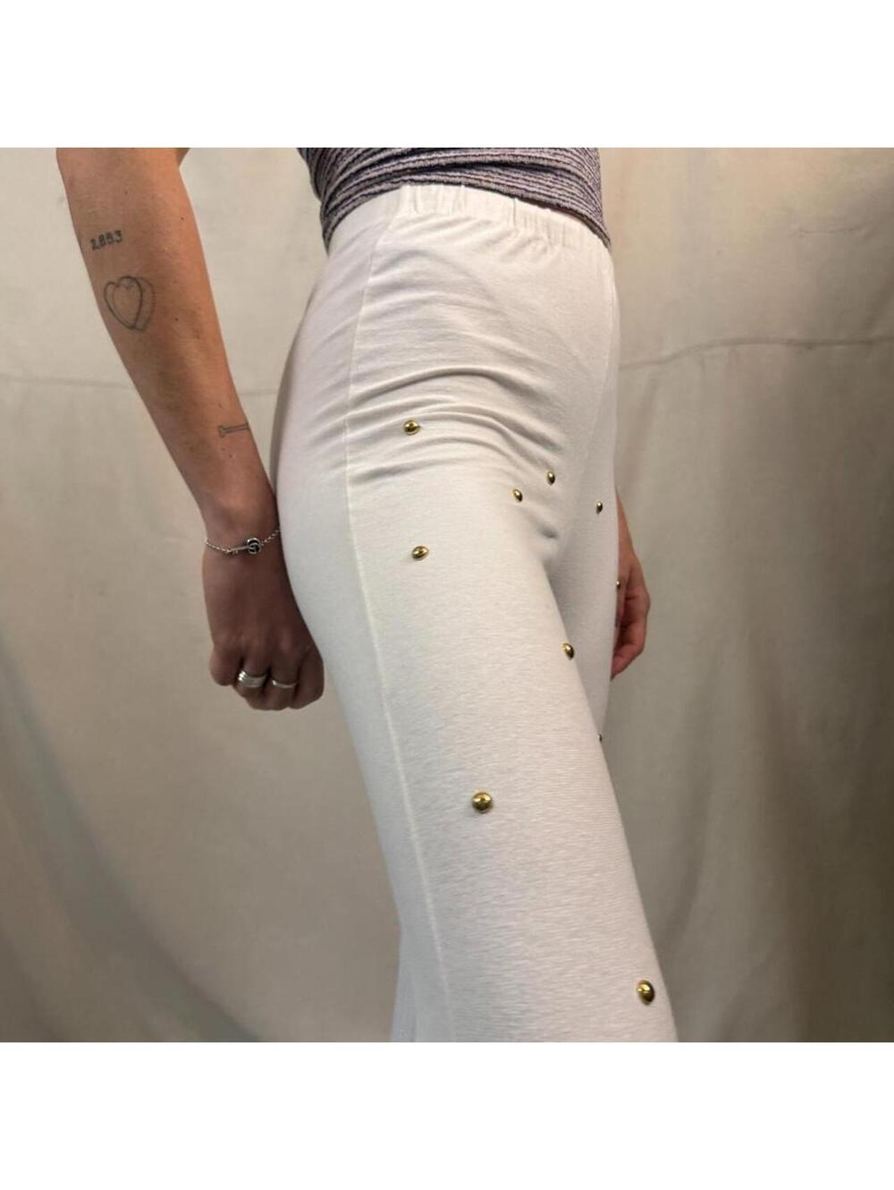 Vintage Gepetto White Studded Stirrup Leggings – Size S/M - Picture 7 of 8